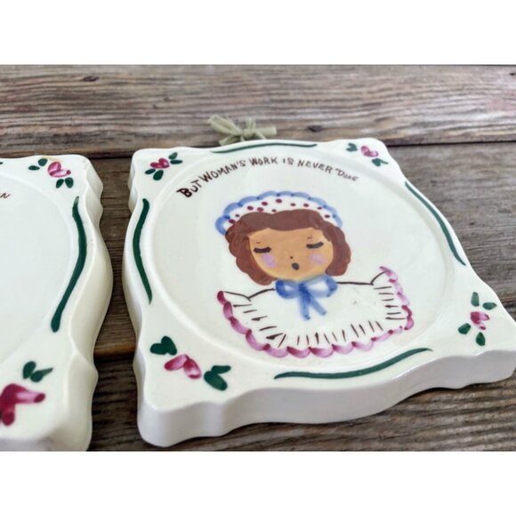 Vintage California Provincial Pottery Wall Plaques Women/Mens Work Humor - Picture 9 of 14
